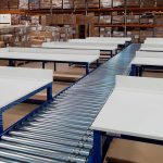 lineshaft driven roller conveyor with benches