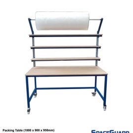 packing table with roll holder