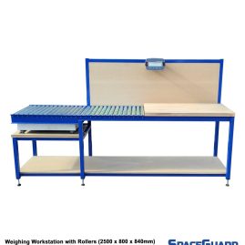 weighing workstation with rollers
